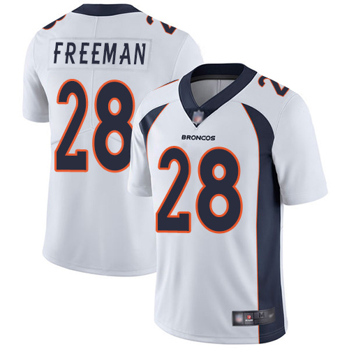 Men Denver Broncos #28 Royce Freeman White Vapor Untouchable Limited Player Football NFL Jersey->denver broncos->NFL Jersey